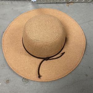 INC Tan Floppy Sun Hat with Brown Braided Detail